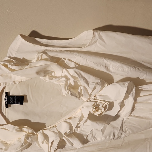 ❤️ DONCASTER COLLECTION POPLIN RUFFLED TOP / BLOUSE, 12W - Picture 3 of 9